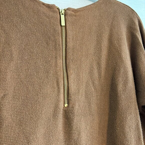 MICHAEL KORS Tunic Sweater Brown Waffle Knit Long Sleeve MEDIUM Casual Preppy - Picture 3 of 4